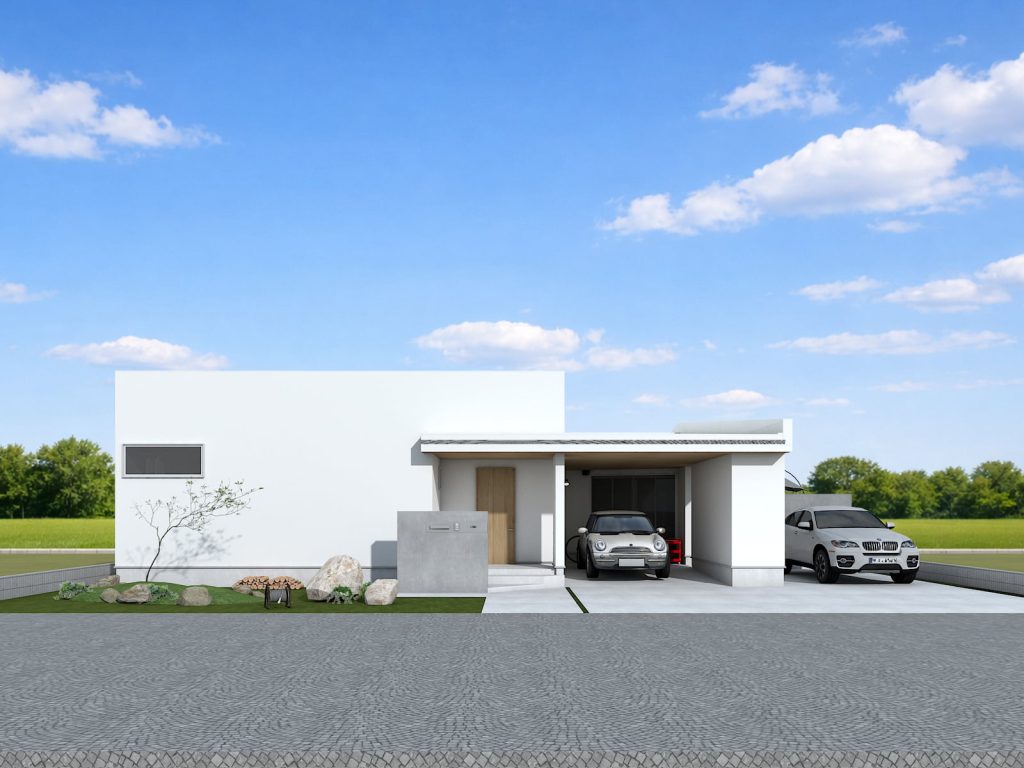 暮らしを楽しむ理想の平屋｜間取り・外観パース｜岡山・倉敷でおしゃれな注文住宅を手がける工務店【意匠堂】